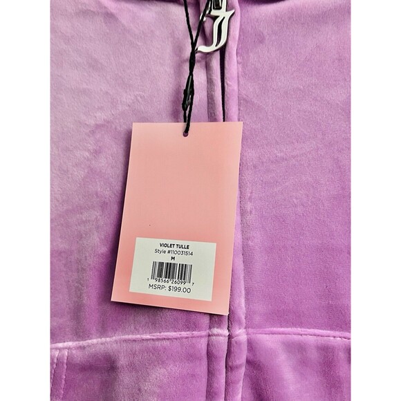 NWT Juicy Couture Velour Bling Tracksuit Violet Tulle Hoodies Pants Size M/L/XL - Picture 7 of 7